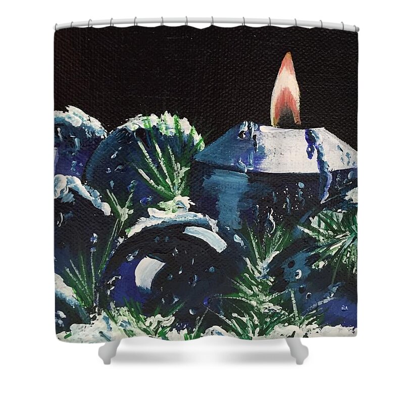 Christmas Shower Curtain featuring the painting Blue Christmas by Sharon Duguay