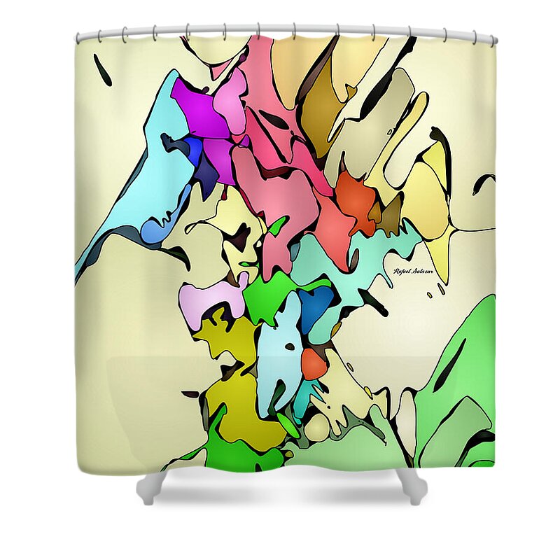 Abstract Shower Curtain featuring the digital art Together we make it by Rafael Salazar