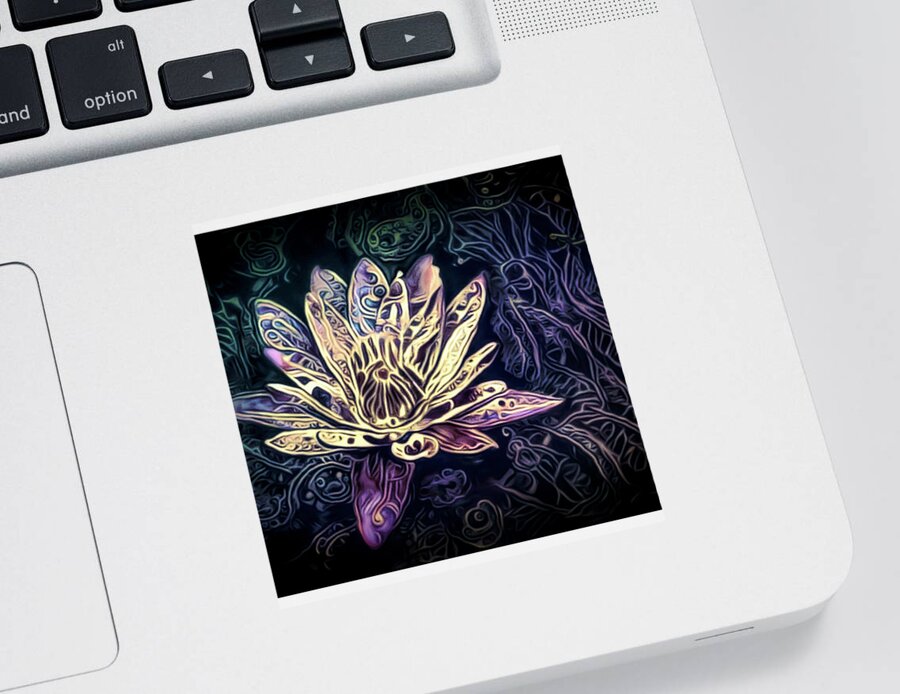 Lotus Flower In River Sticker featuring the pastel Lotus from the Mud by Susan Maxwell Schmidt