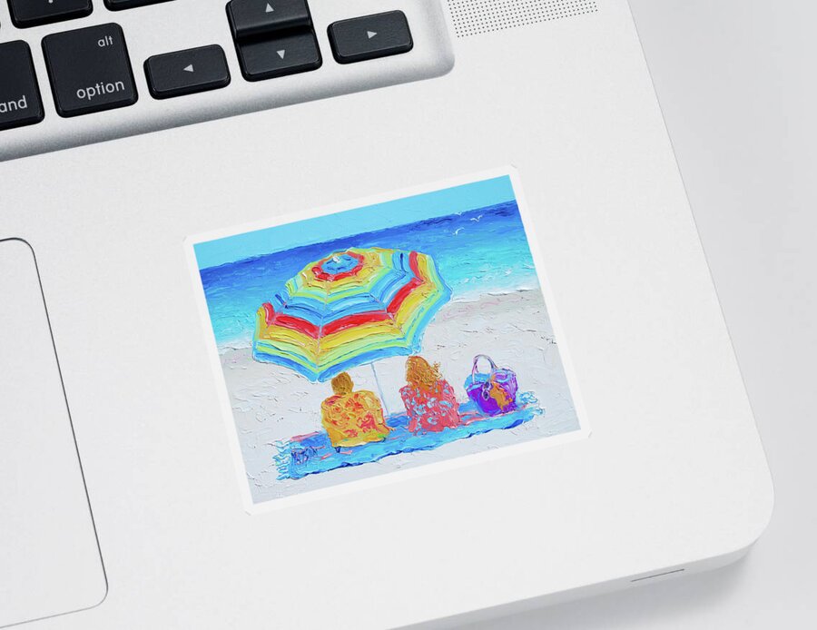 Beach Sticker featuring the painting Perfect Day, summer beach scene by Jan Matson