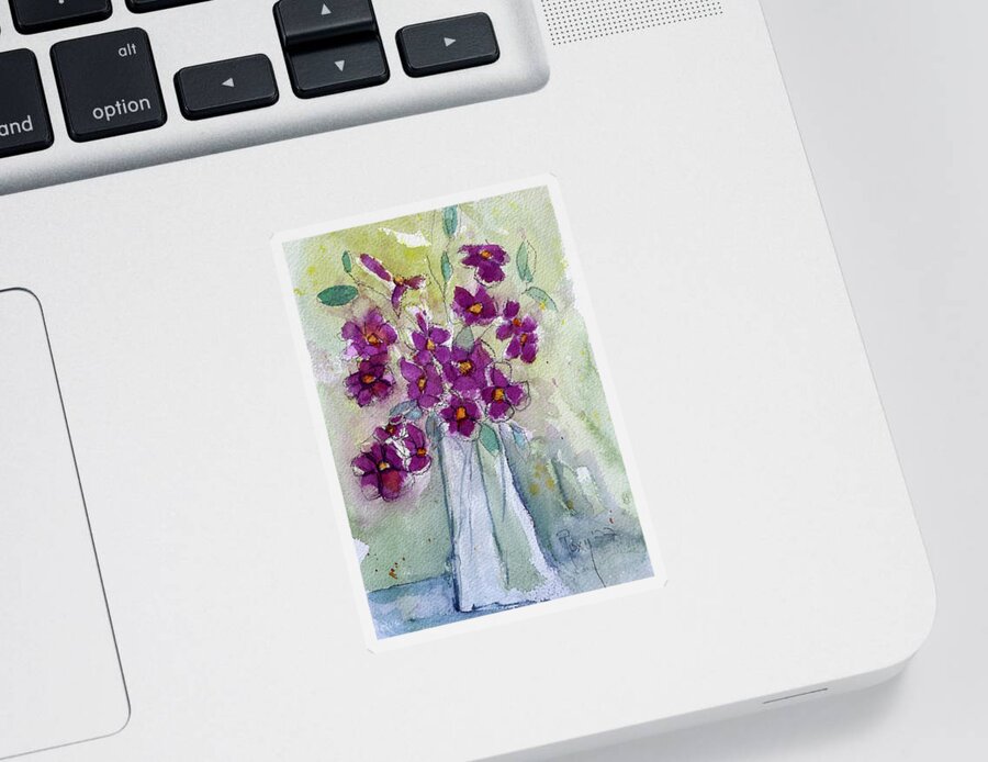 Original Sticker featuring the painting Pink Wildflowers by Roxy Rich