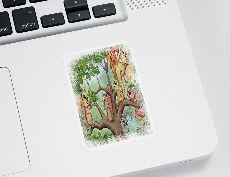 Squirrel Sticker featuring the digital art Squirrels by Kevin Middleton