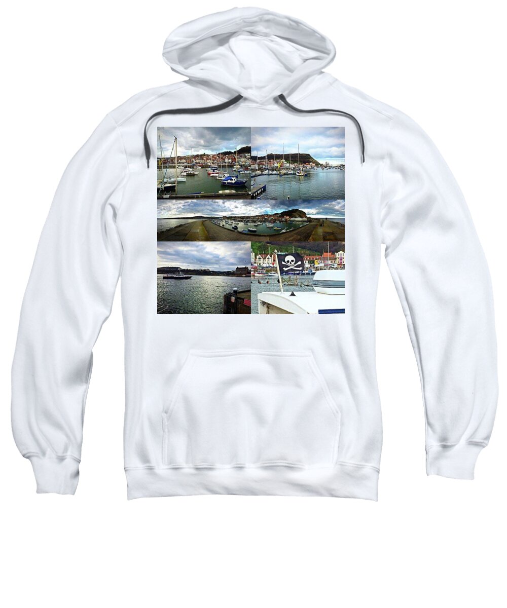 Beautiful Sweatshirt featuring the photograph #scarborough #harbour #seaside #sea by Michael Comerford