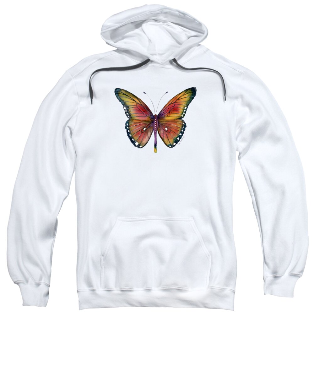 Spotted Butterfly Sweatshirt featuring the painting 66 Spotted Wing Butterfly by Amy Kirkpatrick