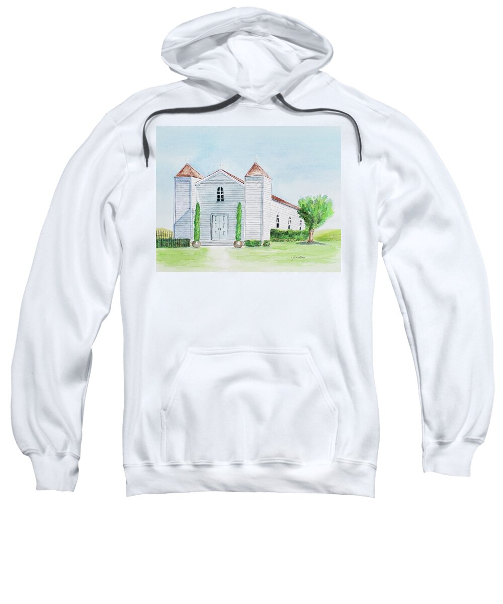Chapel Sweatshirt featuring the painting San Ramon Chapel by Claudette Carlton
