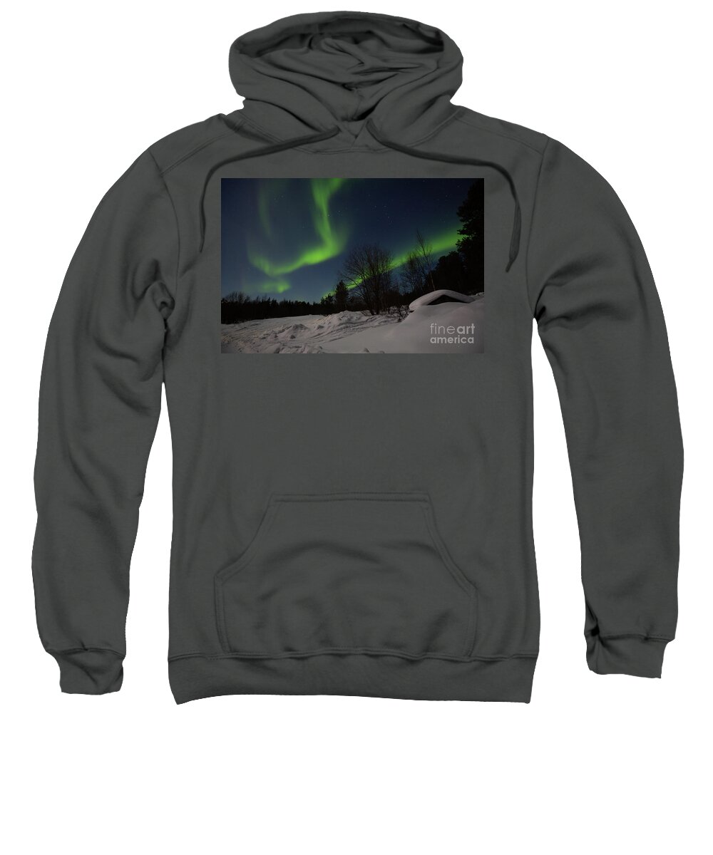 Northern Lights Sweatshirt featuring the photograph Dancing Aurora by Eva Lechner