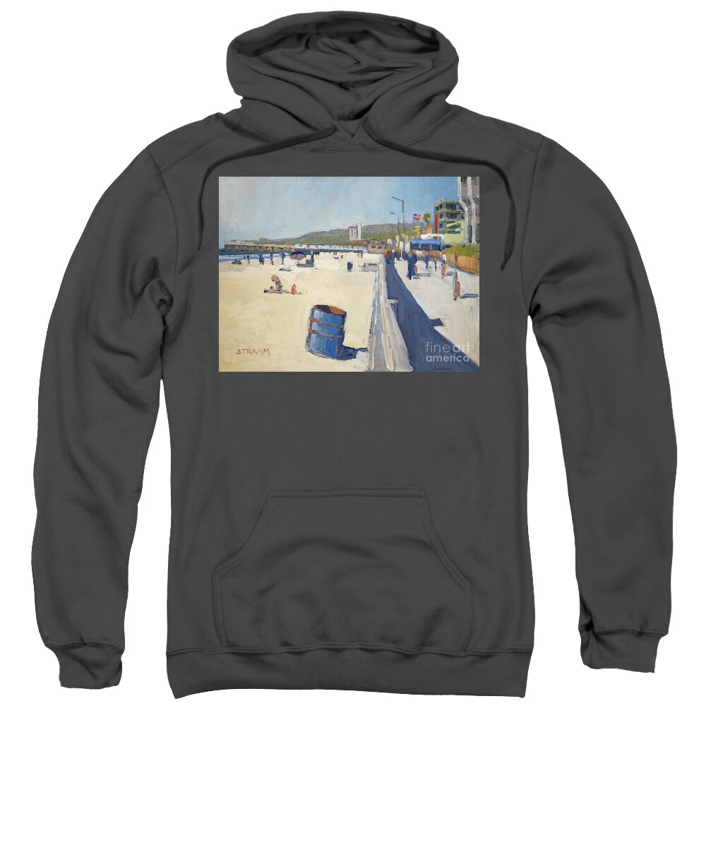 Crystal Pier Sweatshirt featuring the painting Pier View - Pacfic Beach, San Diego, California by Paul Strahm