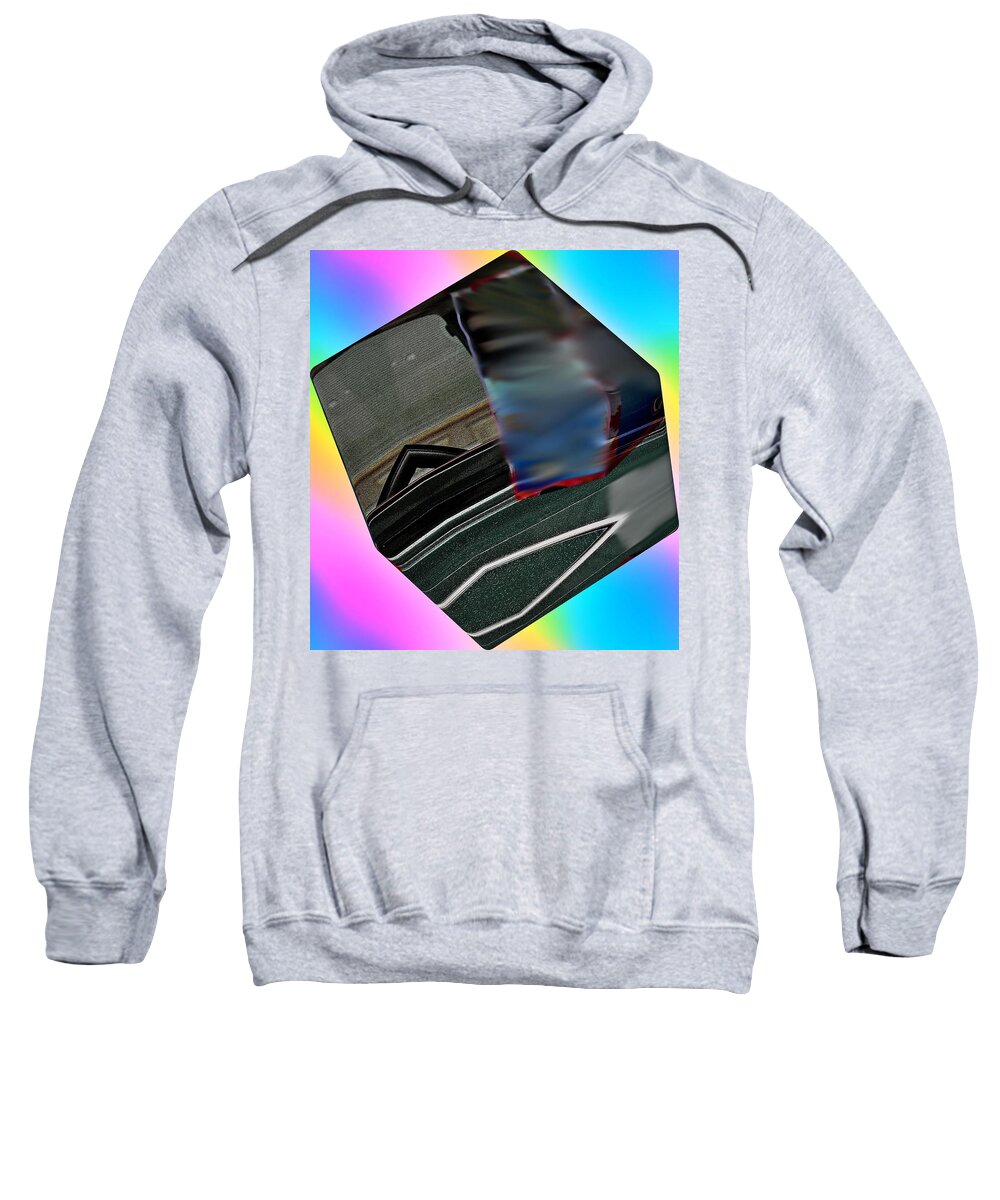 Digital Sweatshirt featuring the digital art Antique car sign as a cube by Karl Rose