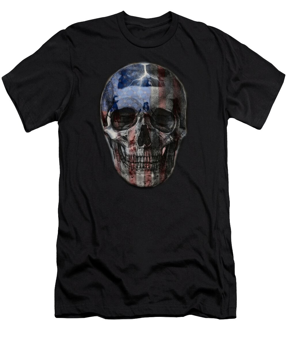 American T-Shirt featuring the digital art Americana Skull by DJ Florek