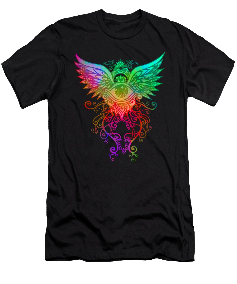 Eye T-Shirt featuring the digital art Ethereal Winged Eye - digital colour by Katherine Nutt