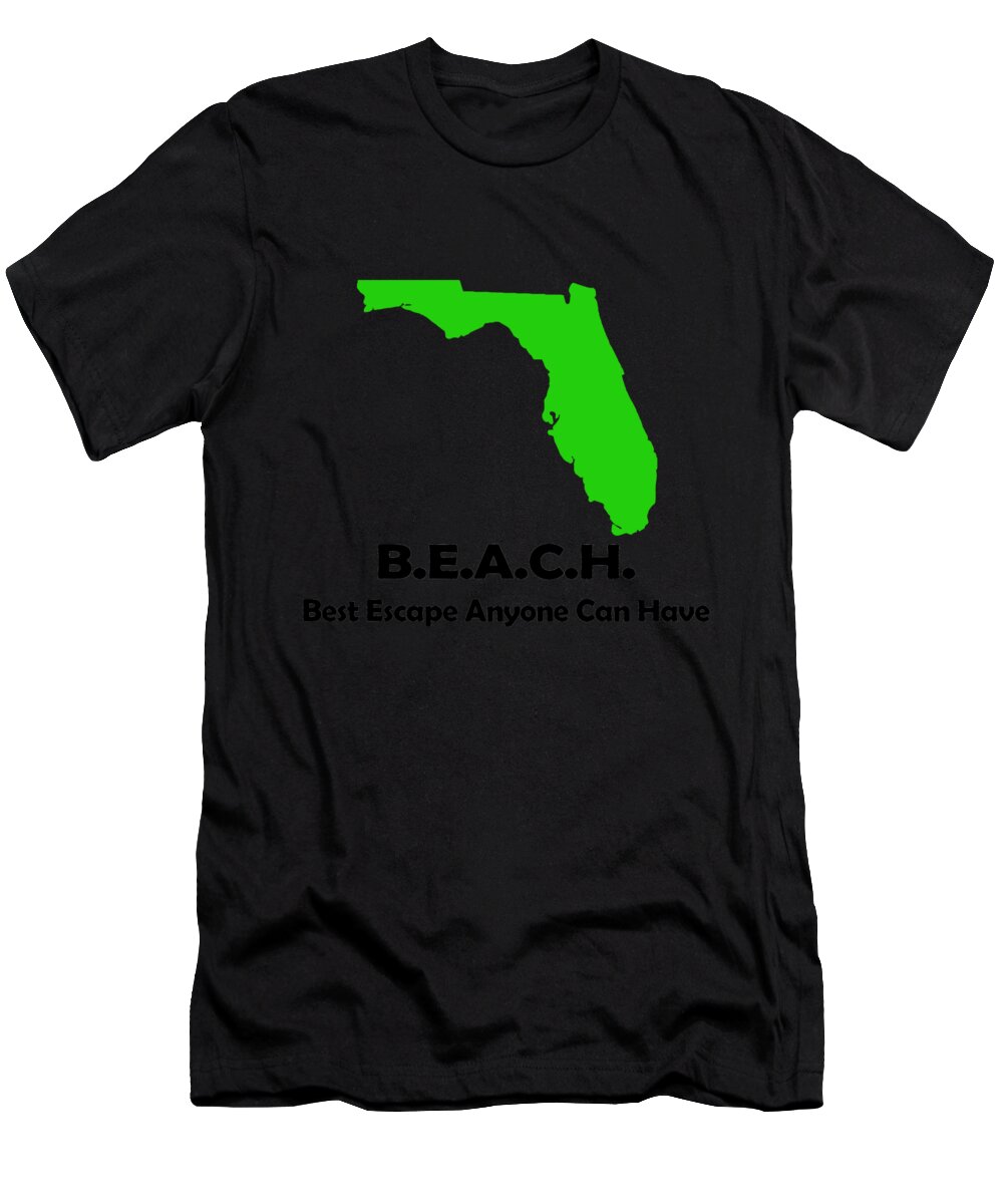 Florida T-Shirt featuring the digital art FLA BEACH Best Escape Anyone Can Have by Jacob Zelazny