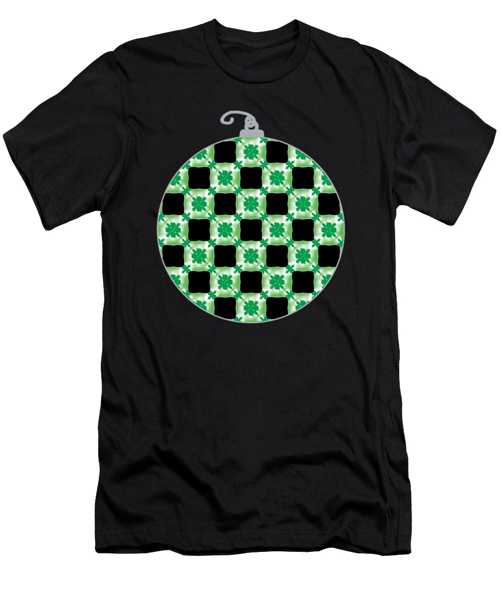 Christmas T-Shirt featuring the digital art Green and Silver Christmas Ornament by Marianne Campolongo