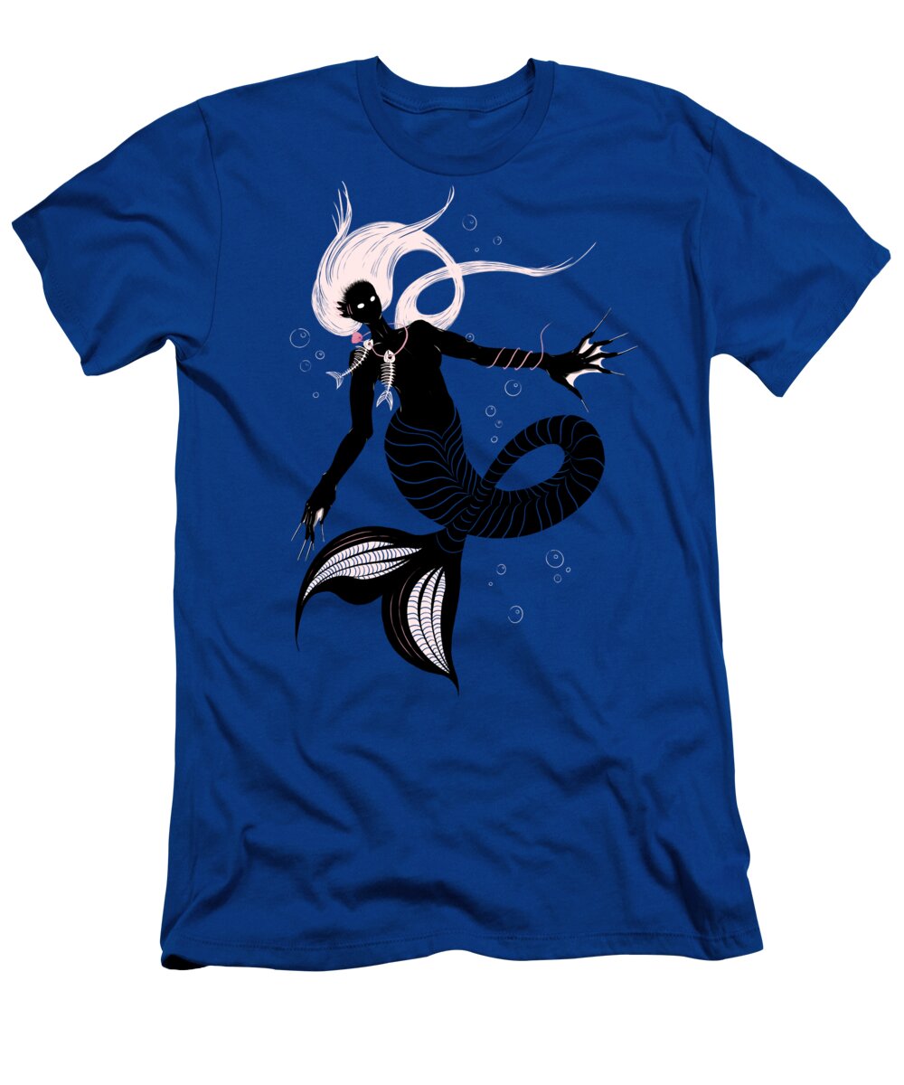 Creepy T-Shirt featuring the digital art Gothic Mermaid Dark Fantasy Sea Creature by Boriana Giormova