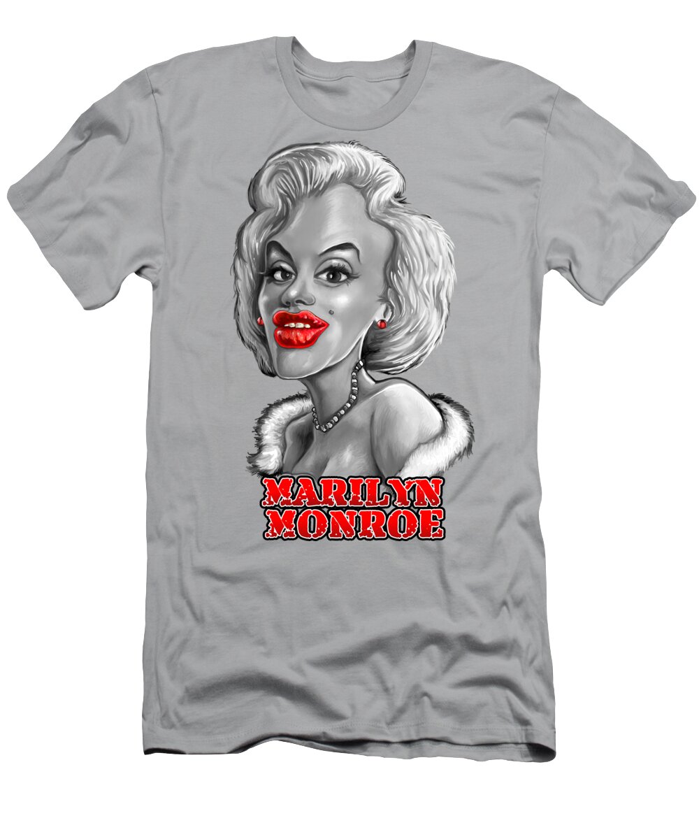 Norma Jean T-Shirt featuring the painting Marilyn Monroe Caricature by Anthony Mwangi