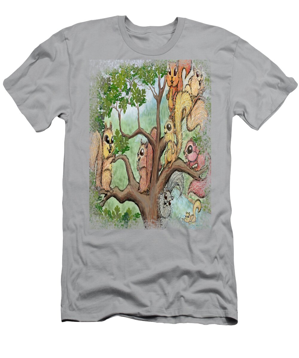 Squirrel T-Shirt featuring the digital art Squirrels by Kevin Middleton