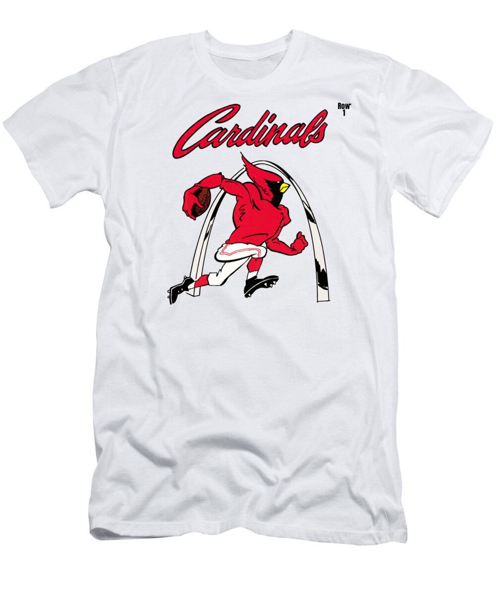 St. Louis T-Shirt featuring the mixed media 1985 St. Louis Cardinals Retro Football Art by Row One Brand