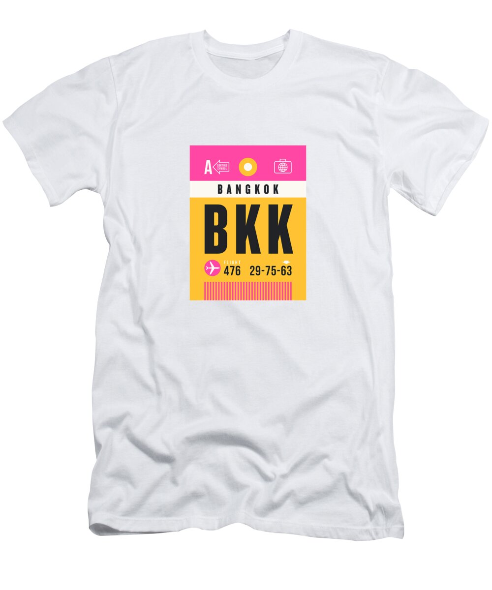 Airline T-Shirt featuring the digital art Luggage Tag A - BKK Bangkok Thailand by Organic Synthesis