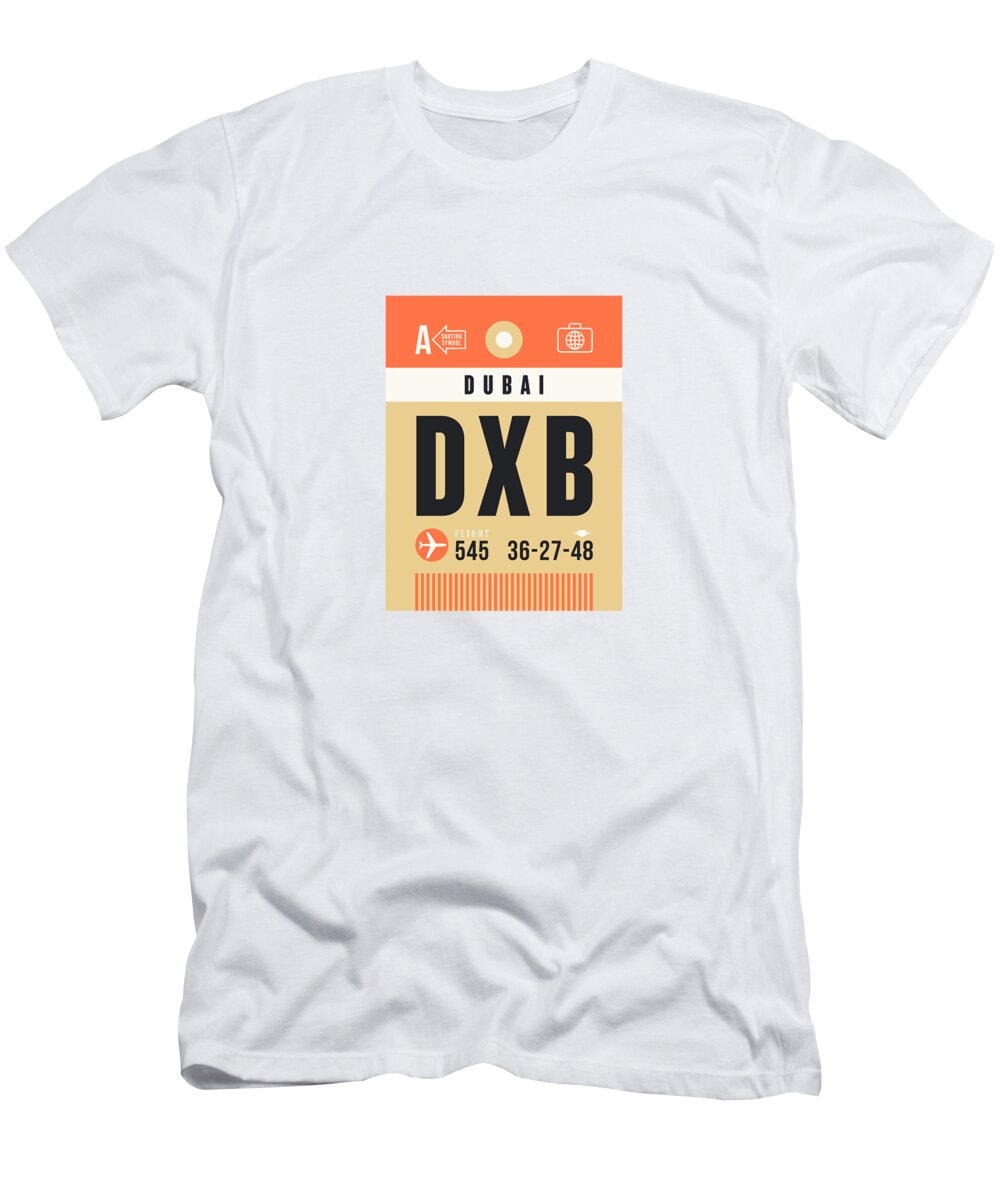 Airline T-Shirt featuring the digital art Luggage Tag A - DXB Dubai UAE by Organic Synthesis