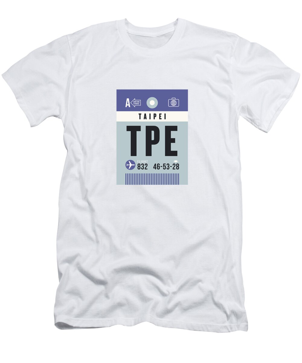Airline T-Shirt featuring the digital art Luggage Tag A - TPE Taipei Taiwan by Organic Synthesis