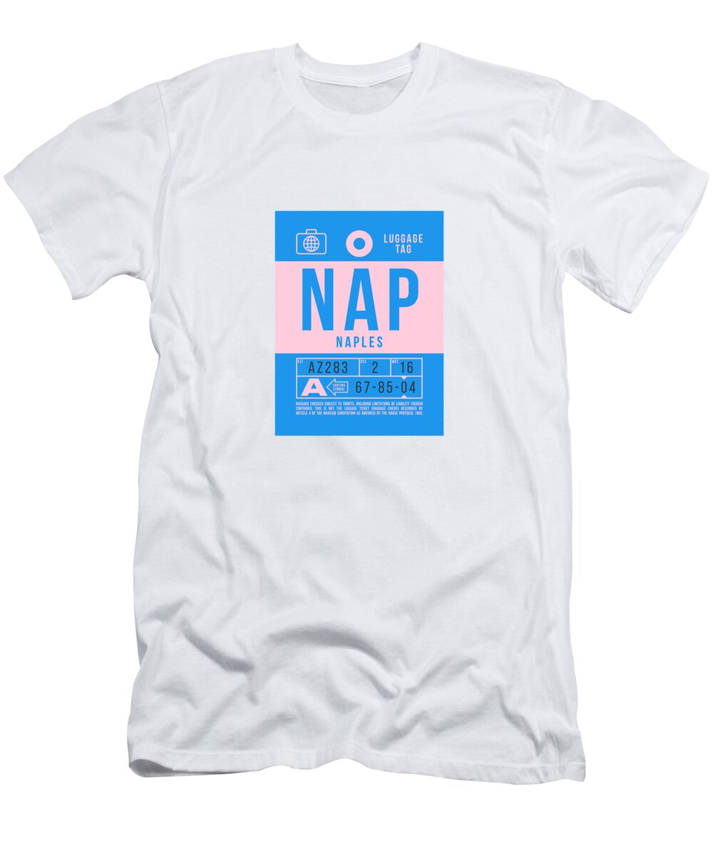 Airline T-Shirt featuring the digital art Luggage Tag B - NAP Naples Italy by Organic Synthesis