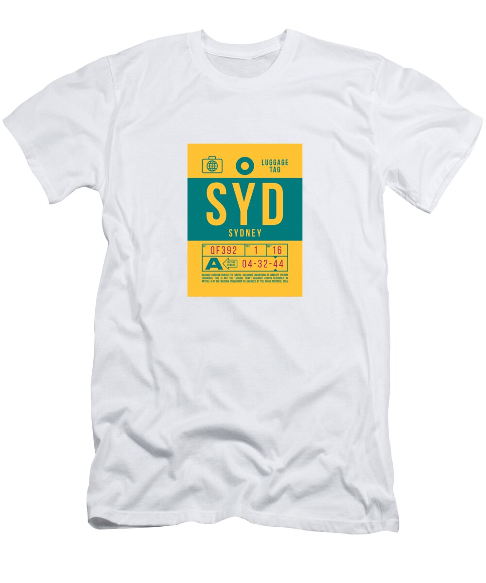 Airline T-Shirt featuring the digital art Luggage Tag B - SYD Sydney Australia by Organic Synthesis