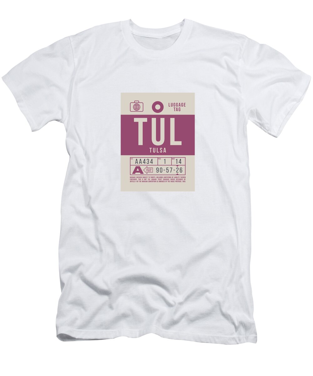 Airline T-Shirt featuring the digital art Luggage Tag B - TUL Tulsa Oklahoma USA by Organic Synthesis