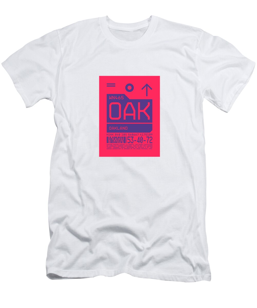 Airline T-Shirt featuring the digital art Luggage Tag C - OAK Oakland USA by Organic Synthesis