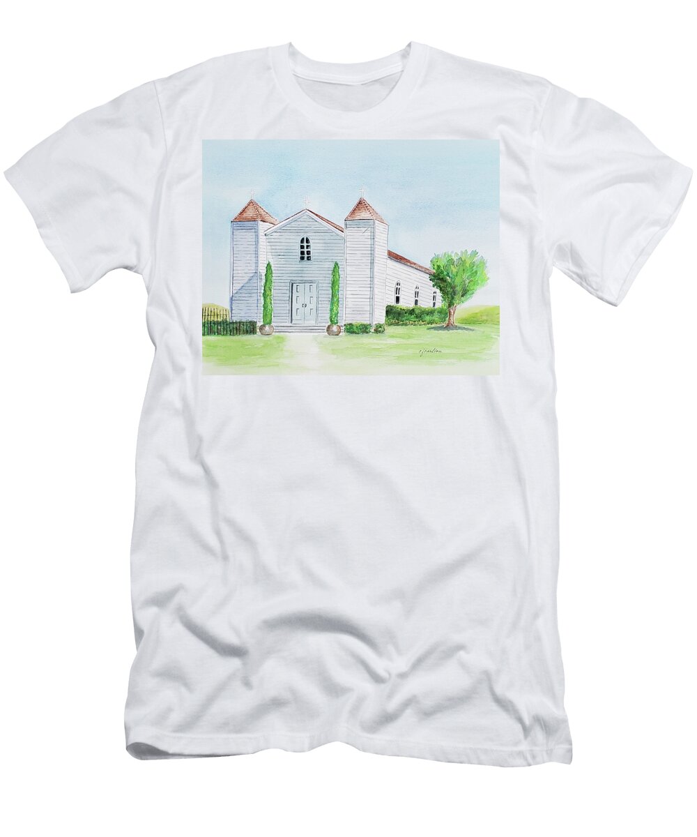 Chapel T-Shirt featuring the painting San Ramon Chapel by Claudette Carlton