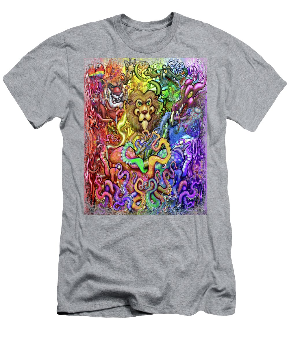 Animal T-Shirt featuring the digital art Rainbow of Animals by Kevin Middleton
