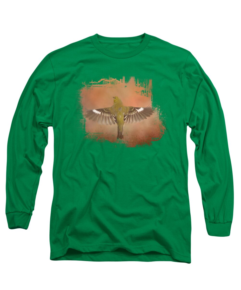 Warbler Long Sleeve T-Shirt featuring the digital art Me and My Wings by Elisabeth Lucas