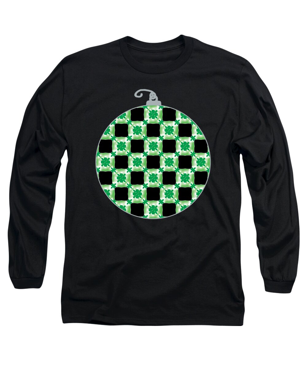 Christmas Long Sleeve T-Shirt featuring the digital art Green and Silver Christmas Ornament by Marianne Campolongo