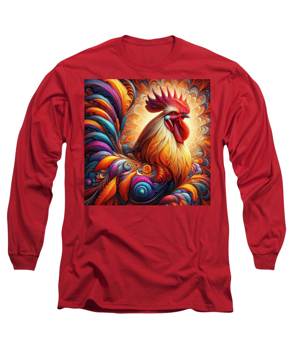 Vibrant Long Sleeve T-Shirt featuring the digital art The Majestic Tapestry of Dawn by Bill and Linda Tiepelman
