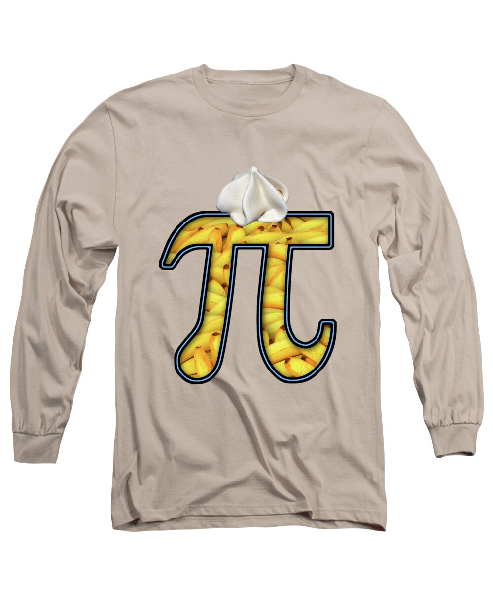 Banana Long Sleeve T-Shirt featuring the digital art PI - Food - Banana cream pi by Mike Savad