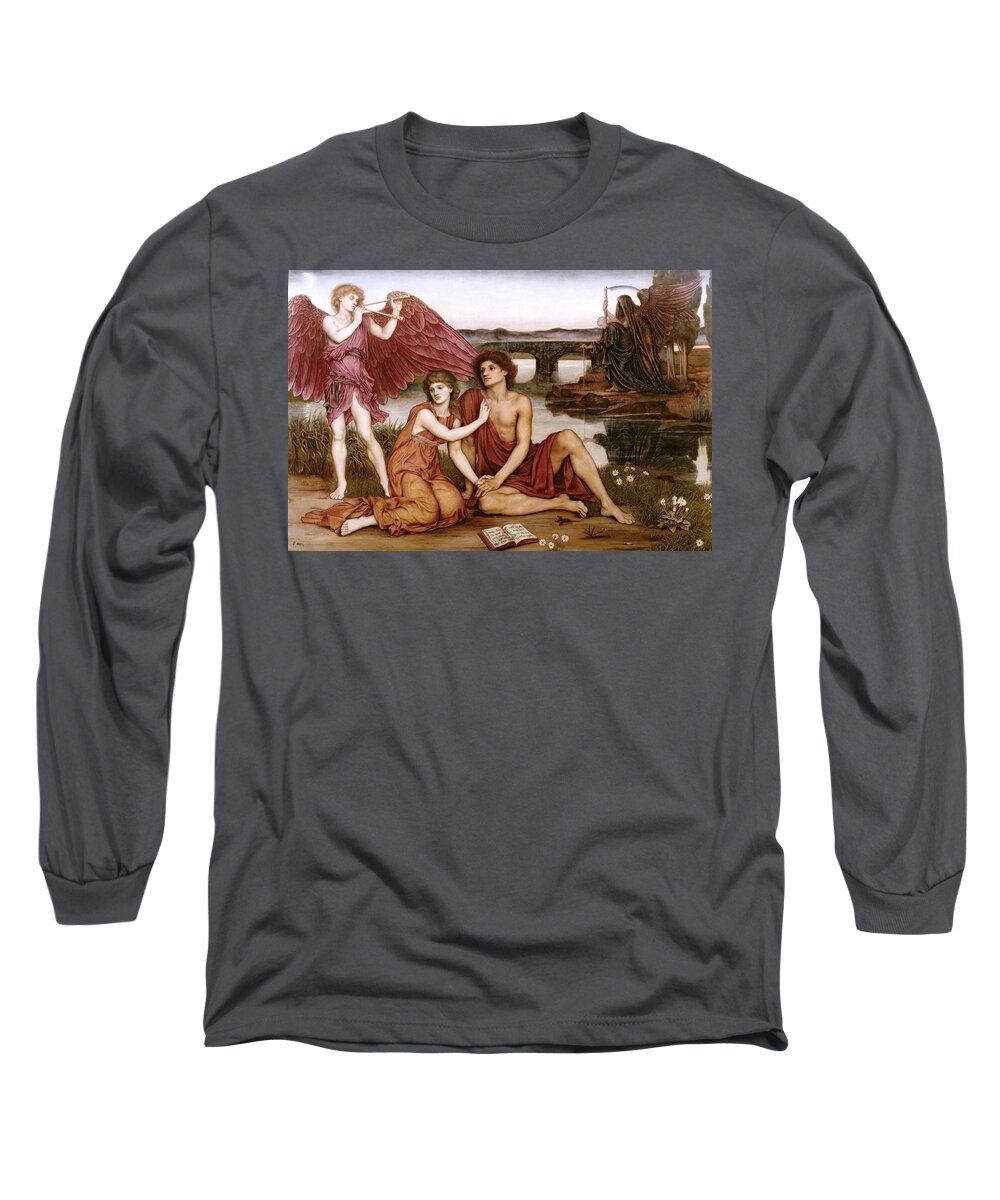 Angel Long Sleeve T-Shirt featuring the painting Love's Passing #3 by Evelyn De Morgan