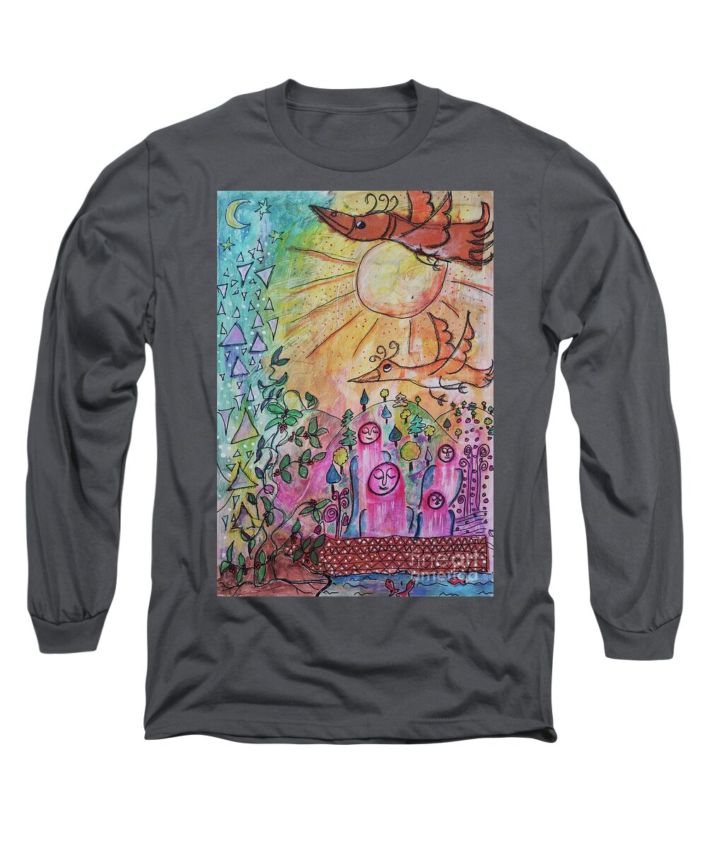 Trust Long Sleeve T-Shirt featuring the mixed media Learning to Fly - It's all about Trust by Mimulux Patricia No