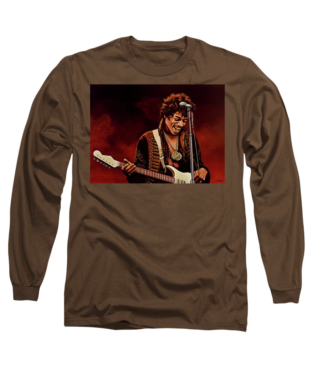 Jimi Hendrix Long Sleeve T-Shirt featuring the painting Jimi Hendrix Painting by Paul Meijering