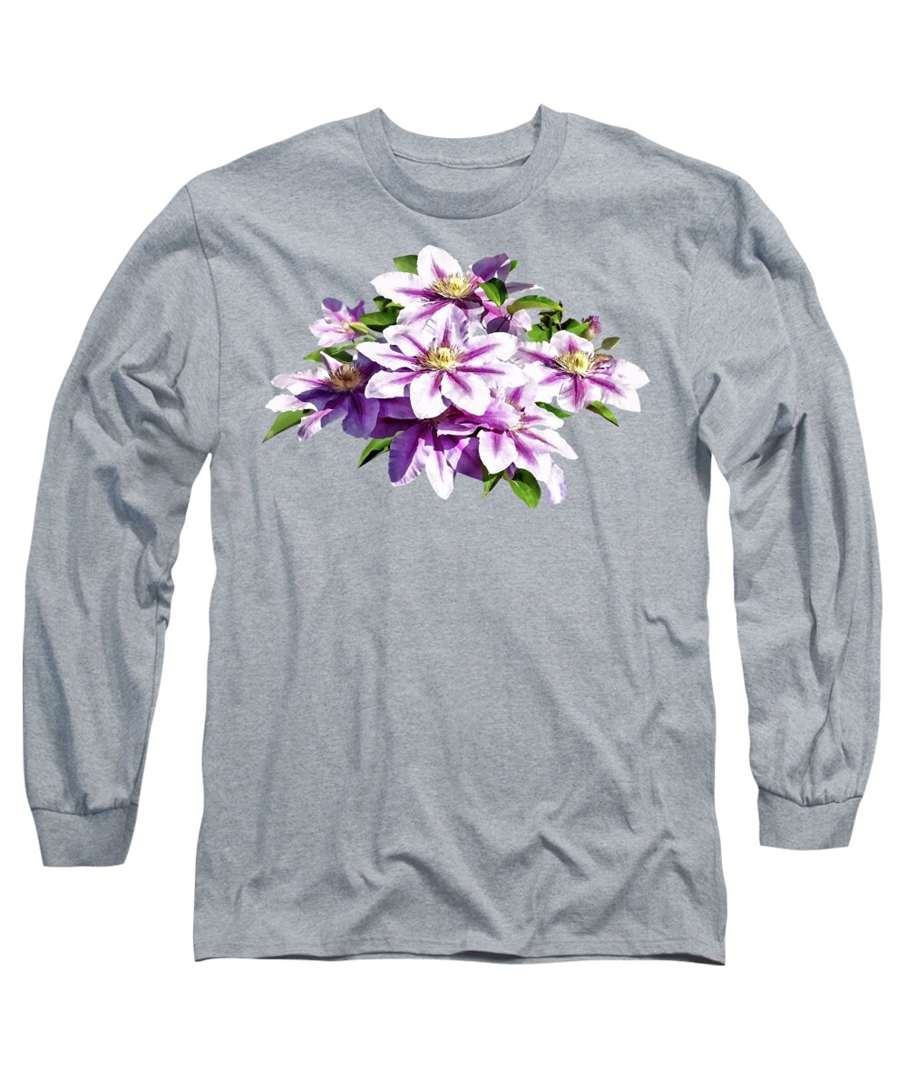 Clematis Long Sleeve T-Shirt featuring the photograph Pale Pink Clematis by Susan Savad