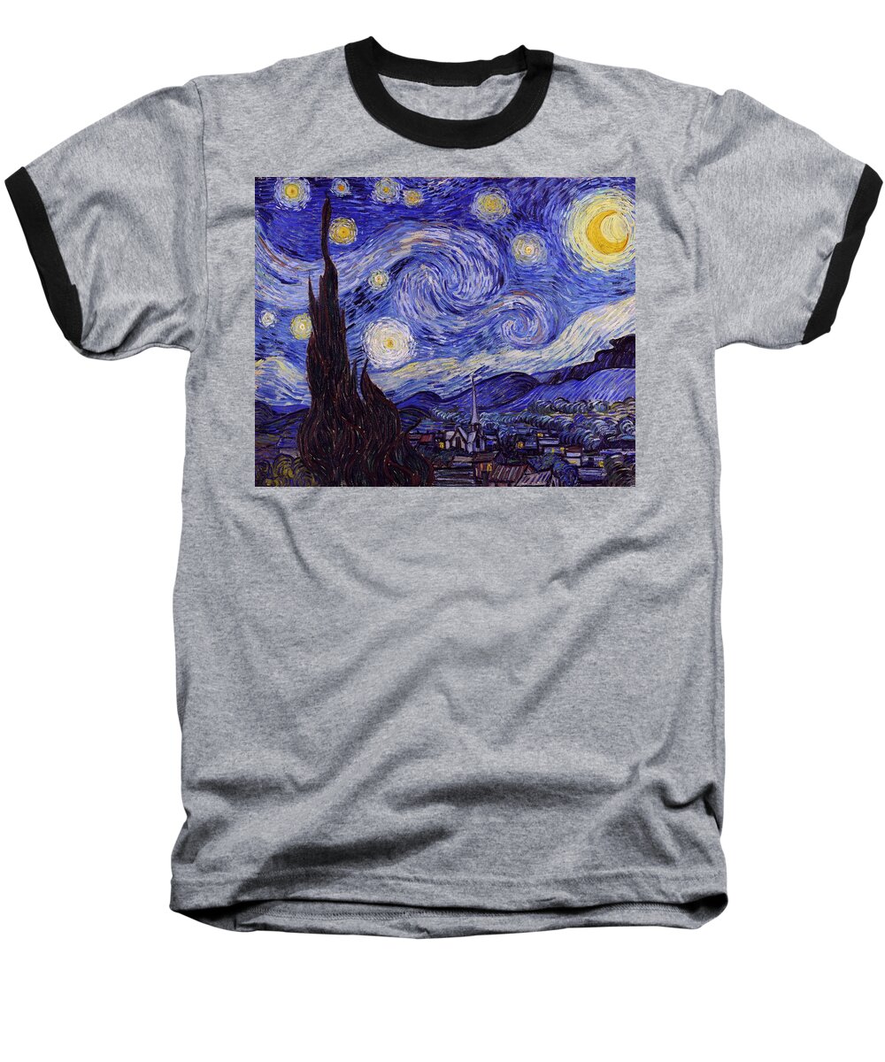 Van Gogh Starry Night Baseball T-Shirt featuring the painting Starry Night #1 by Vincent Van Gogh