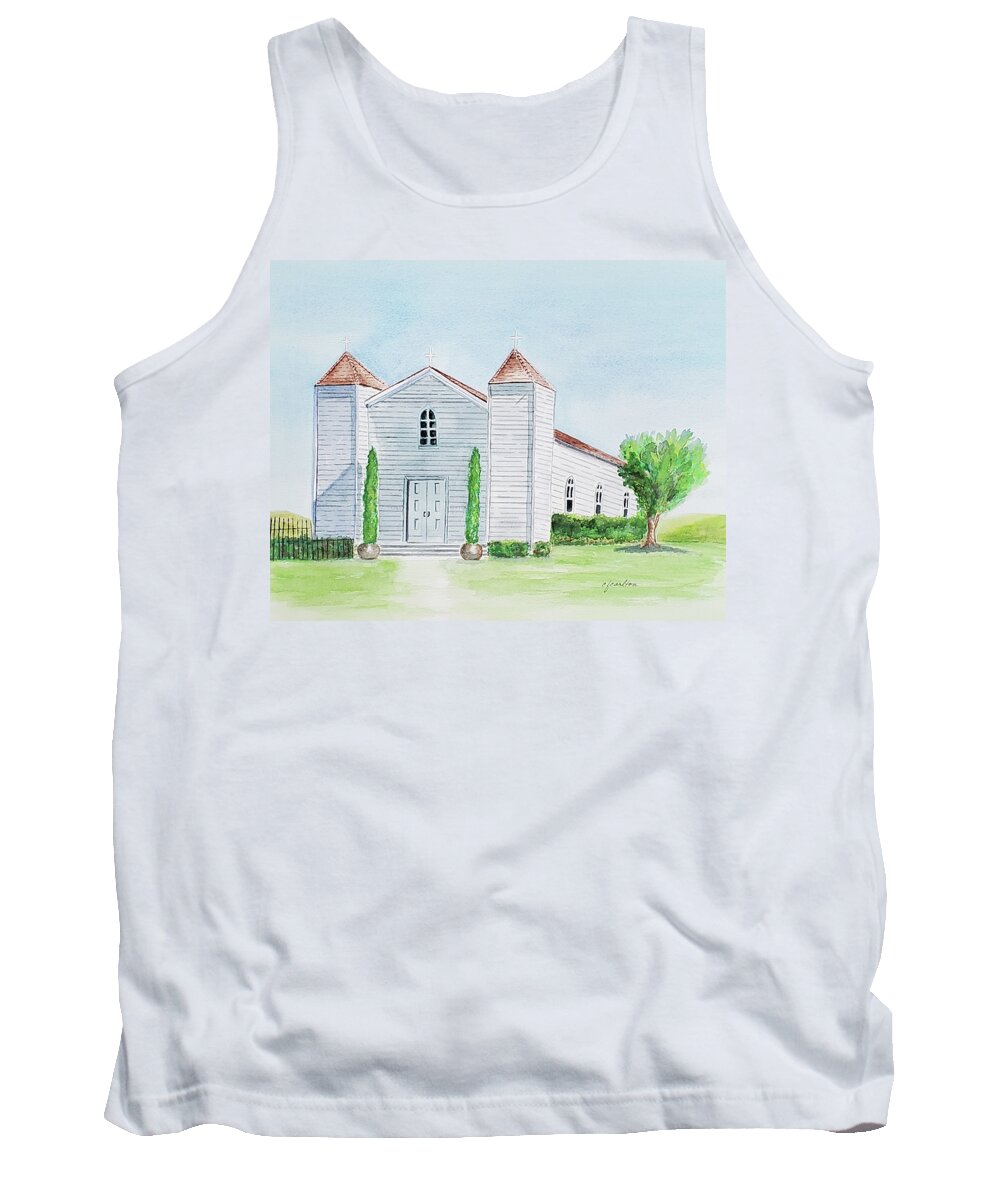 Chapel Tank Top featuring the painting San Ramon Chapel by Claudette Carlton