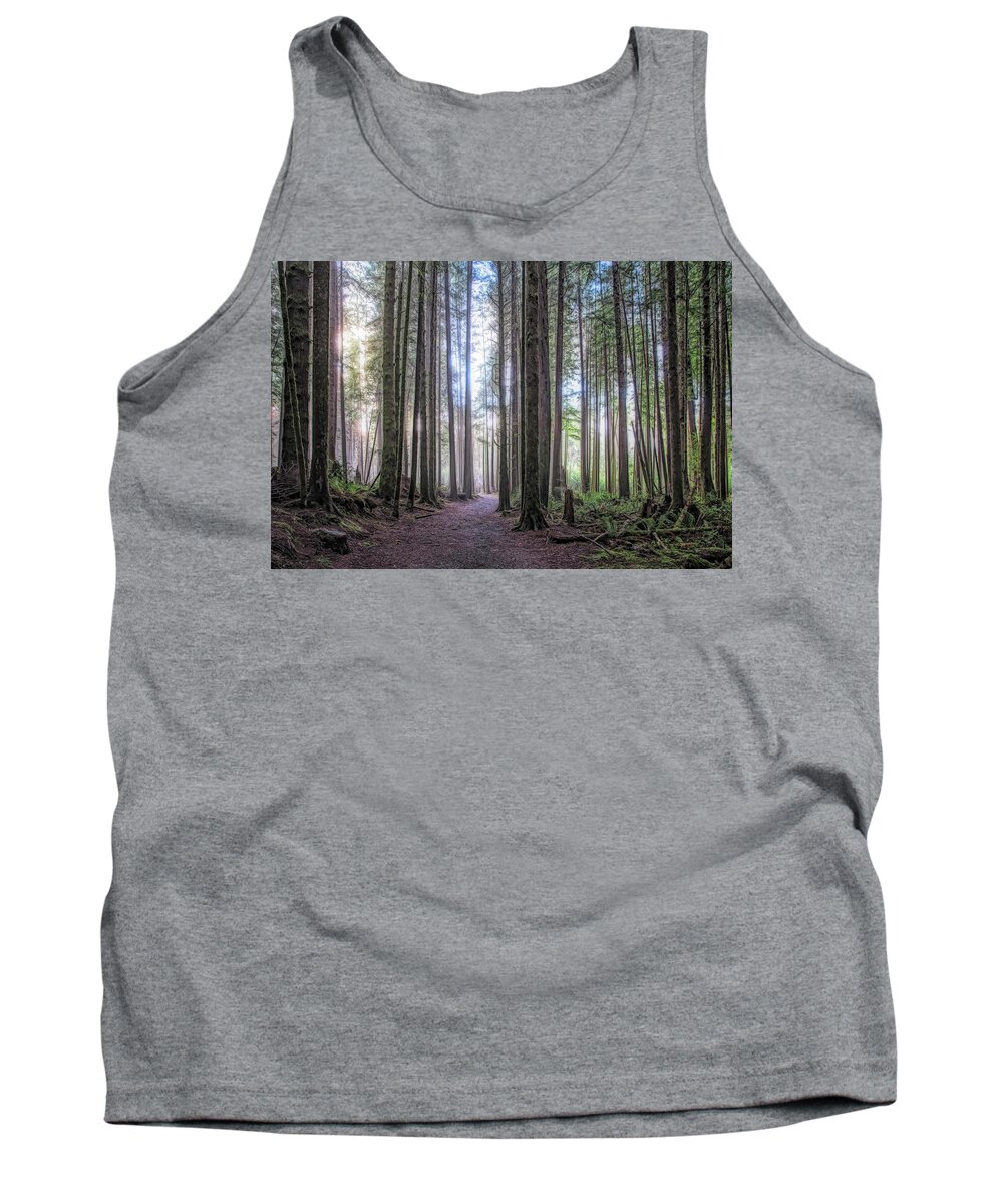 Landscape Tank Top featuring the photograph A Path Through Old Growth Stylized by Allan Van Gasbeck
