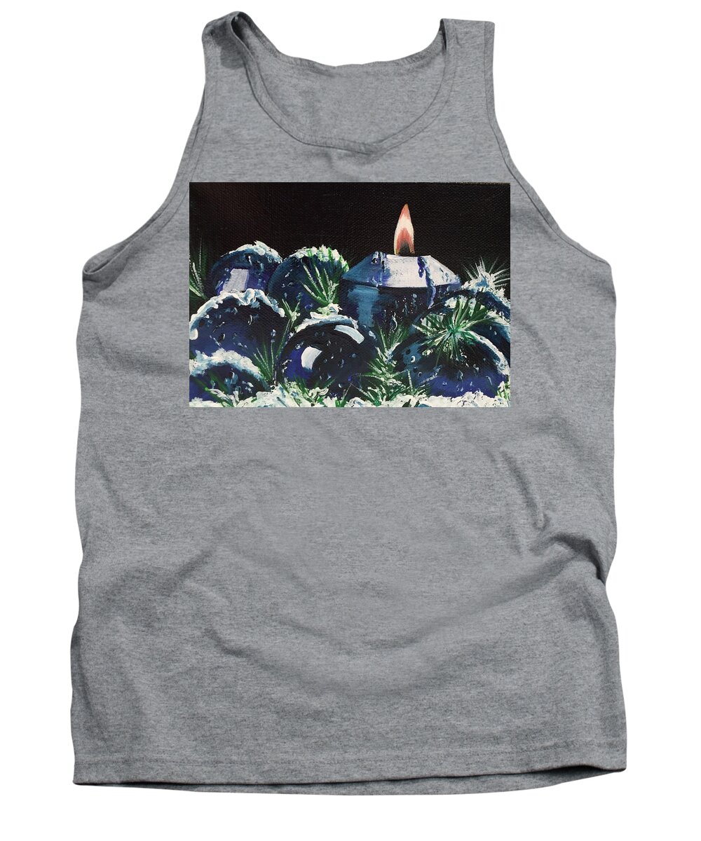 Christmas Tank Top featuring the painting Blue Christmas by Sharon Duguay