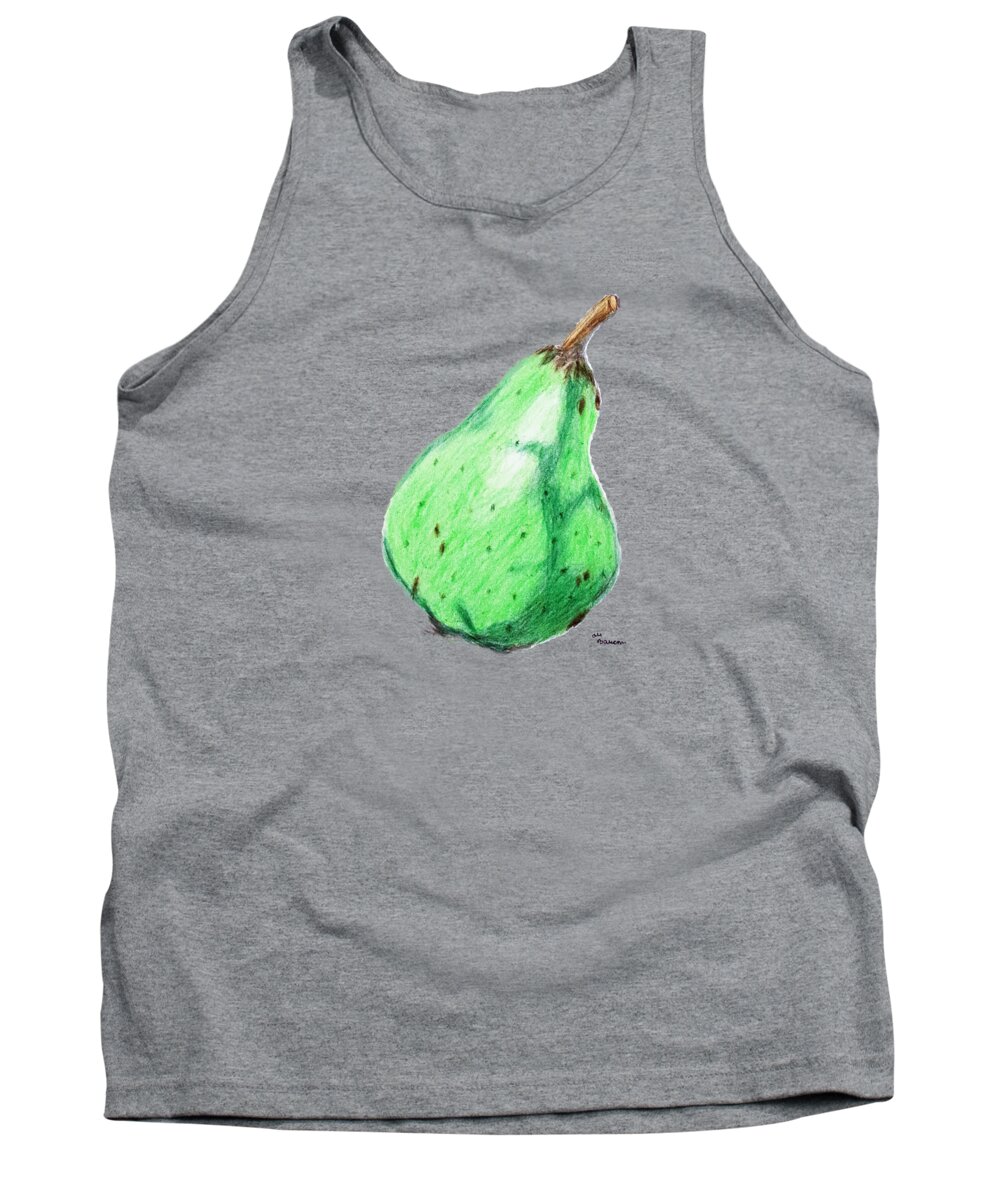 Green Tank Top featuring the drawing Green Pear by Ali Baucom