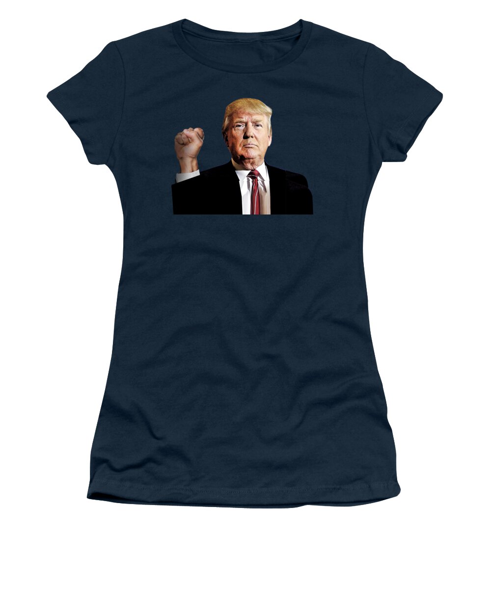 Trump Women's T-Shirt featuring the painting President Donald J Trump Signature Power Fist Tee Tees T-Shirt 2020 by Tony Rubino