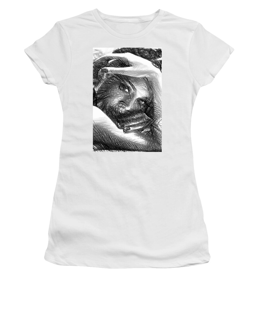 Art Women's T-Shirt featuring the digital art Facial Expressions #7 by Rafael Salazar