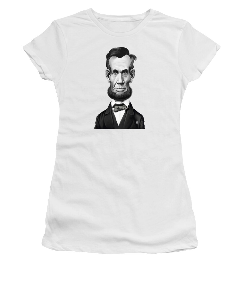 Illustration Women's T-Shirt featuring the digital art Celebrity Sunday - Abraham Lincoln #2 by Rob Snow