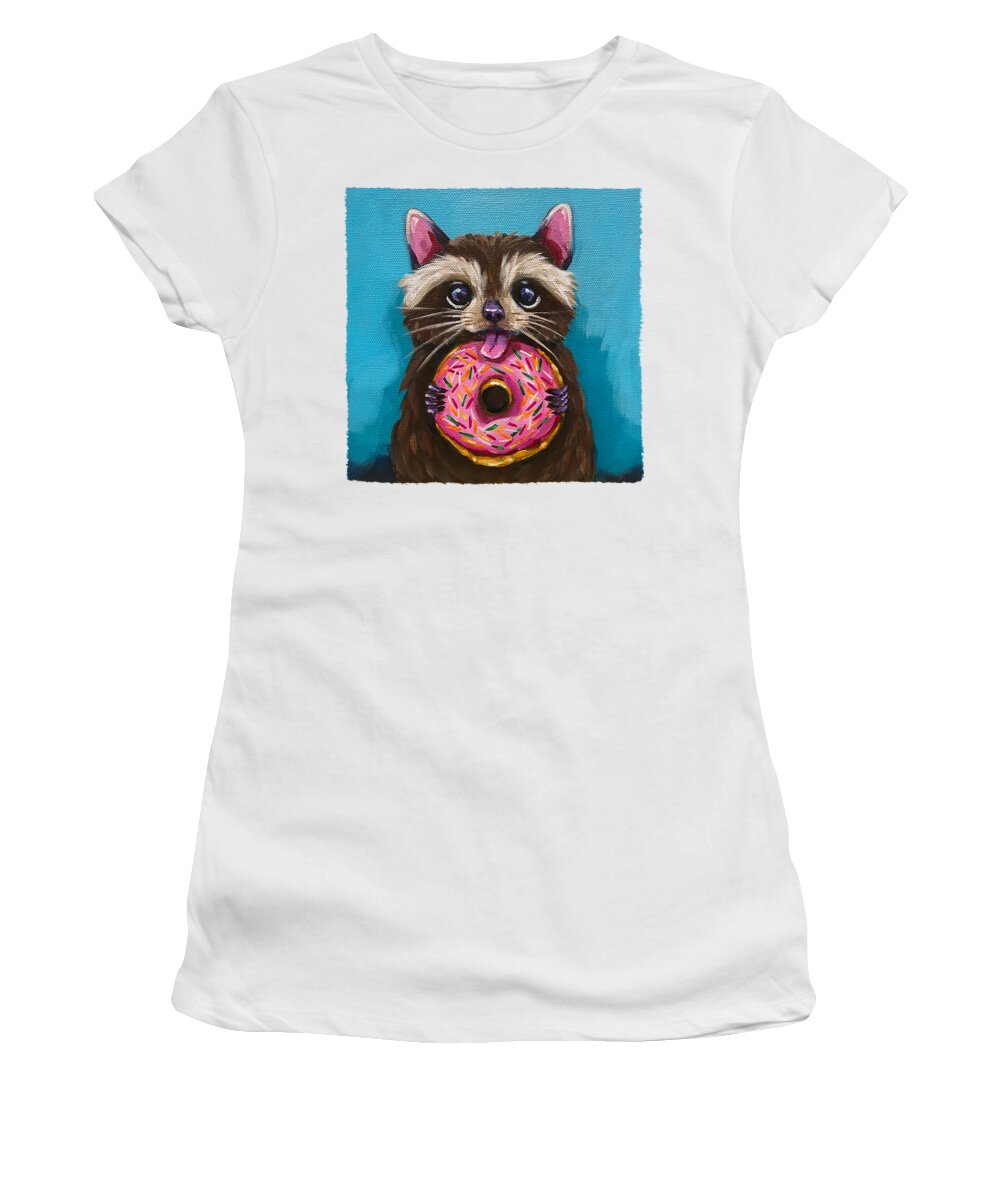 Raccoon Women's T-Shirt featuring the painting Raccoon Breakfast by Lucia Stewart