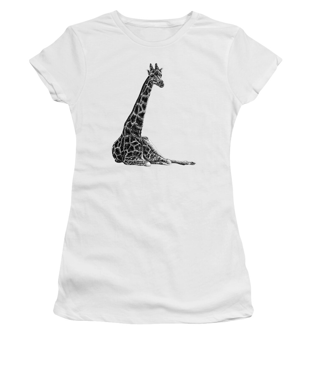 Giraffe Women's T-Shirt featuring the drawing Giraffe illustration by Loren Dowding