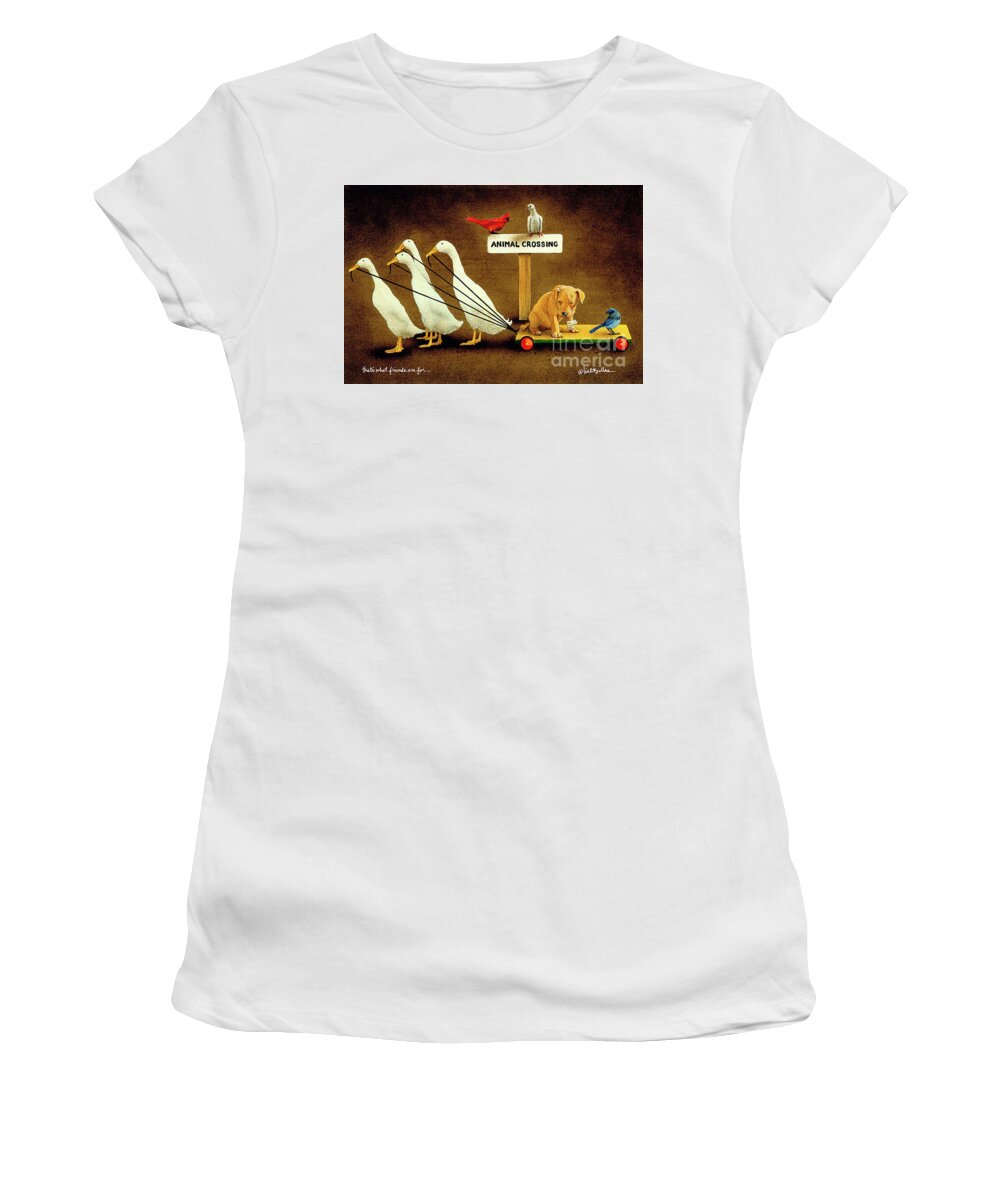 Ducks Women's T-Shirt featuring the That's What Friends Are For... by Will Bullas