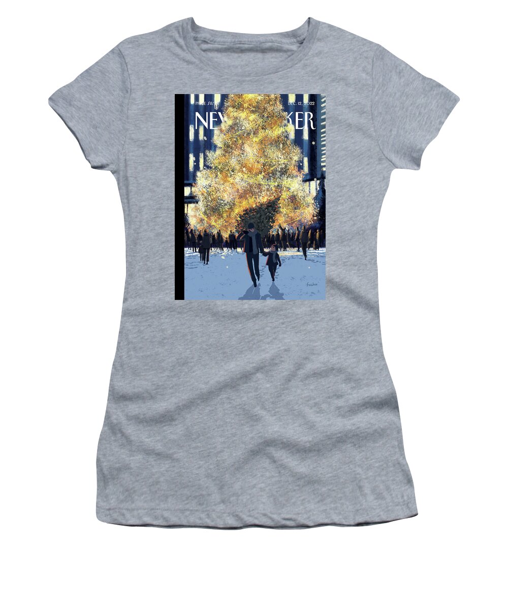 New York City Women's T-Shirt featuring the painting Evergreens by Matthieu Forichon