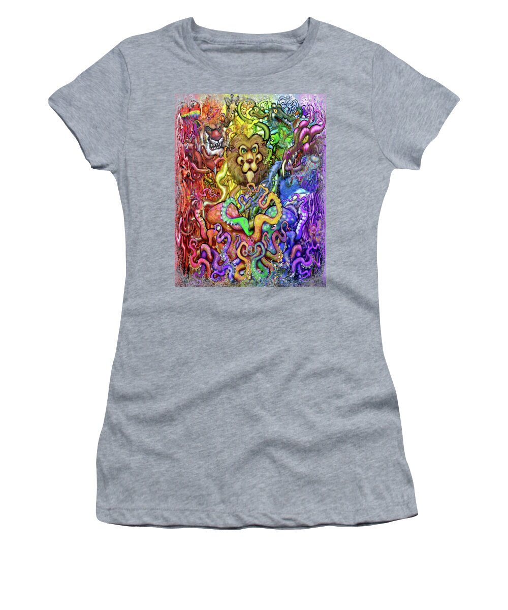 Animal Women's T-Shirt featuring the digital art Rainbow of Animals by Kevin Middleton